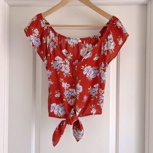 Tie front button down floral top - American Eagle - Sz XS